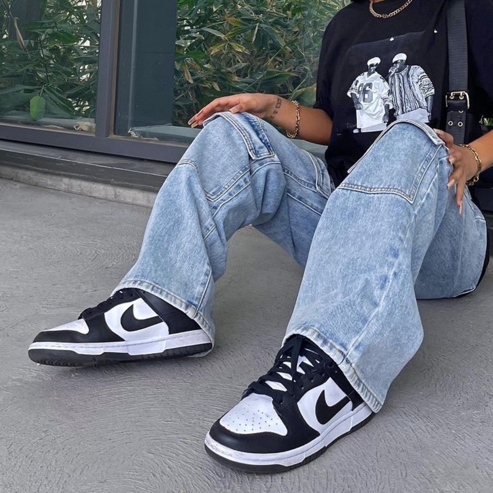 Designer Inspired Sneakers Dunk low Black White 6.5